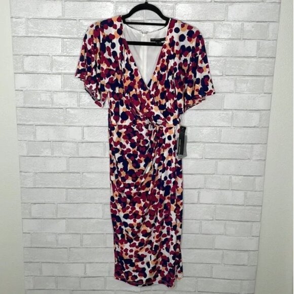 NWT Maggy London Faux Wrap Midi Dress - Picture 3 of 15